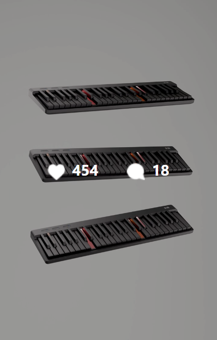 screenshot of likes and comments: 454 linkes and 18 comments Social Media Product Animation